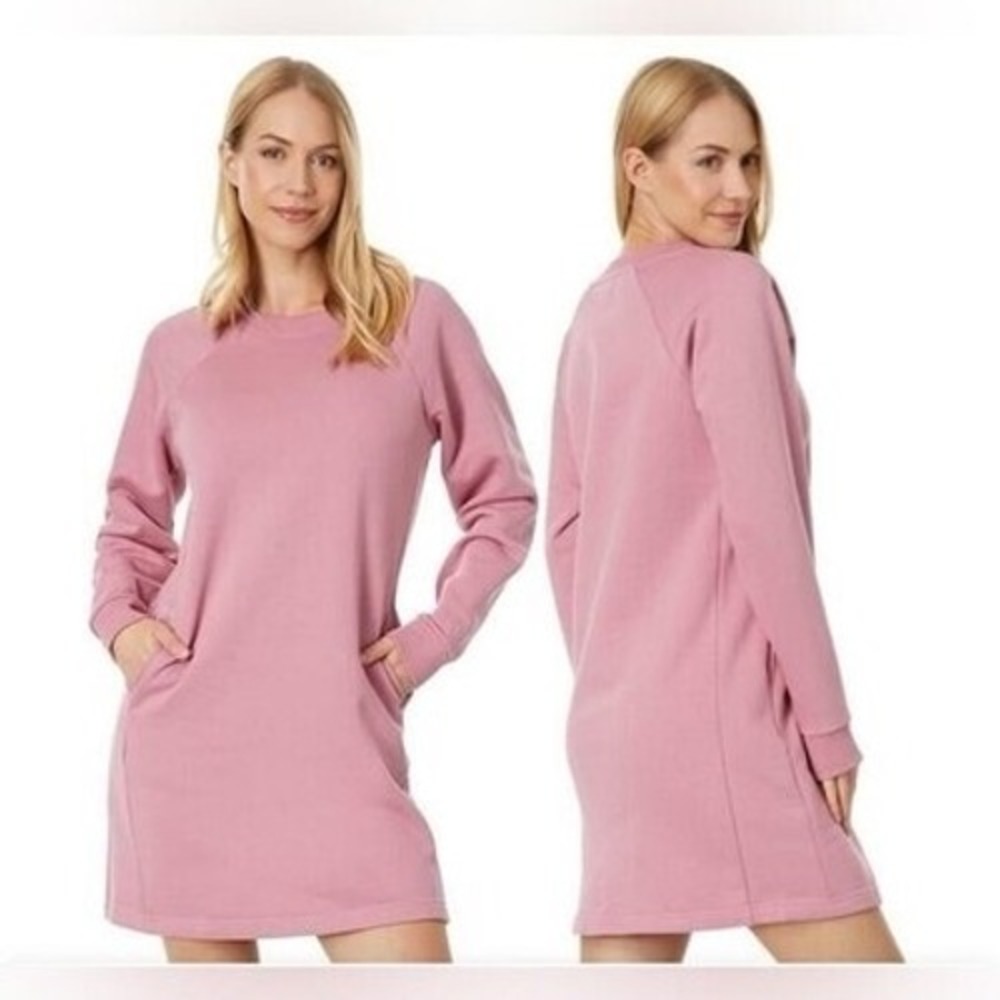 Pact Lily Organic Cotton Long‎ Sleeve Dress Fleece Lined Desert Rose Size Small